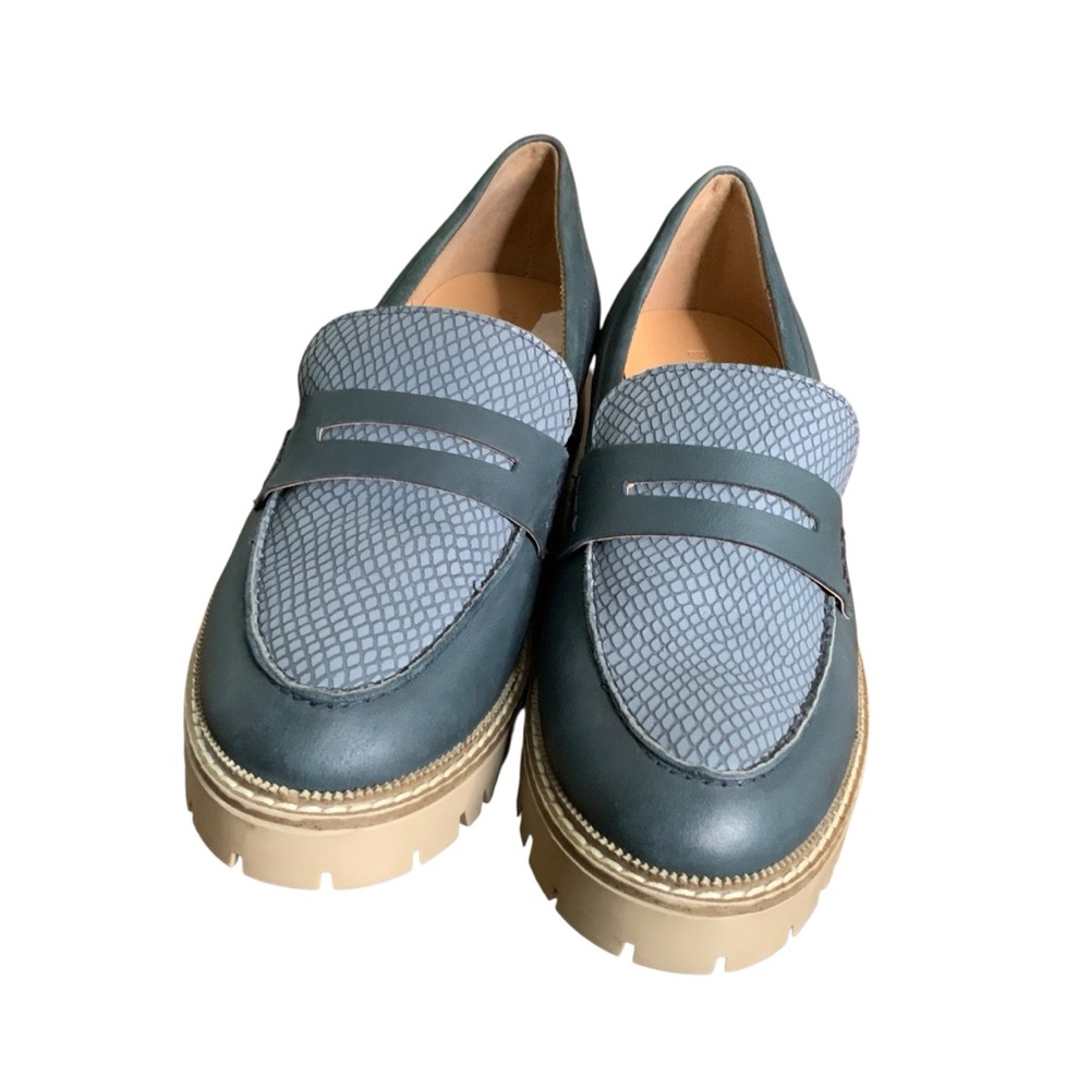Crevo Blue and Tan Loafers for Women - Picture 9 of 9